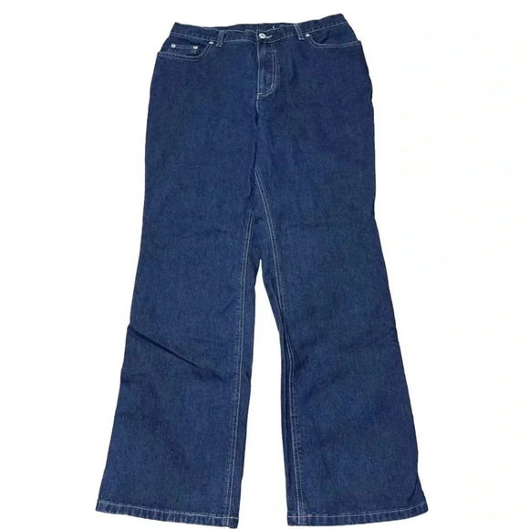 Lands End Relaxed Fit Jeans Stretch Plus Size Comfy Casual Dark Wash - Picture 2 of 7